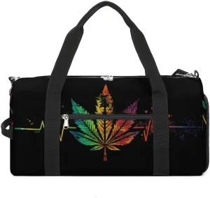 Colorful Tie Dye Weed Heartbeat Funny Gym Bag Travel Duffel Bags Carry On Weekender Overnight Bag for Women Men