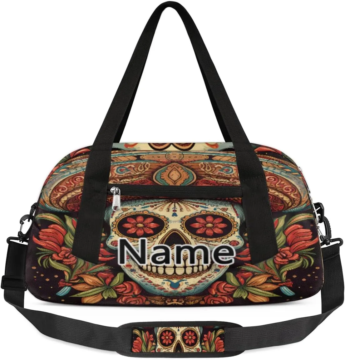 Cool Mexican Skull Kids Duffle Bag Kids Gym Sports Bag Foldable Lightweight Water Resistant Weekender Travel Workout Bag Carry On Bag for Teen Boys Girls Sports Practice Gifts