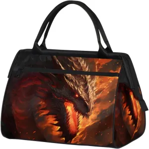 Cool Western Dragon Small Overnight Weekender Tote Bag for Women Men Foldable Travel Duffel Bags Lightweight Sports Gym Bag Waterproof Carry On Luggage Weekender Bag for Traveling Gifts