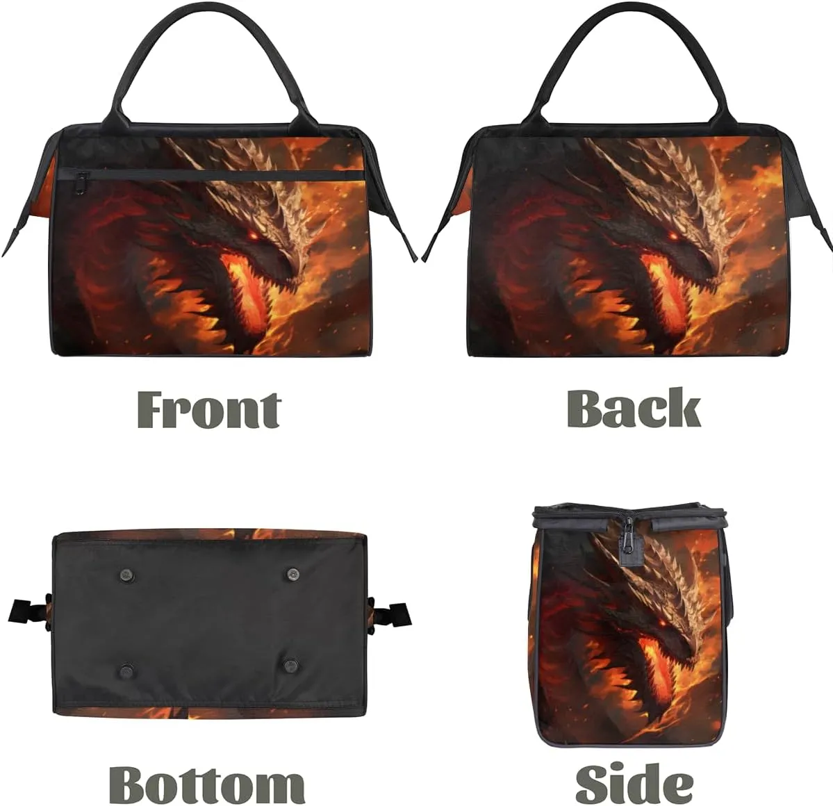 Cool Western Dragon Small Overnight Weekender Tote Bag for Women Men Foldable Travel Duffel Bags Lightweight Sports Gym Bag Waterproof Carry On Luggage Weekender Bag for Traveling Gifts