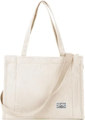 Corduroy Tote Canvas Bag, Large Satchel Handbag Shoulder Bags Fashion Casual Travel Shopping Daily Bag