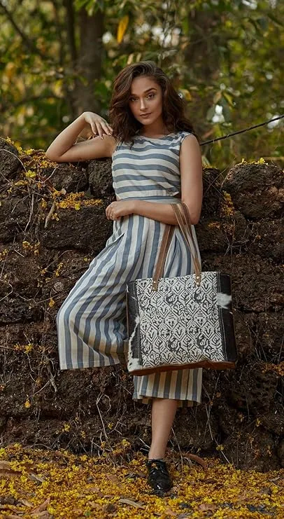 Cotton & Cowhide Leather & Canvas Tote