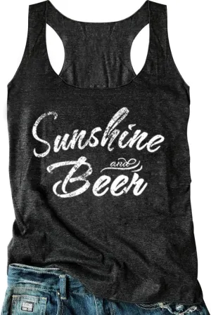 Country Concert Tank Tops Women Vintage Sunshine Racerback Tank Tops Summer Casual Classic-Fit Sleeveless T Shirt Cami