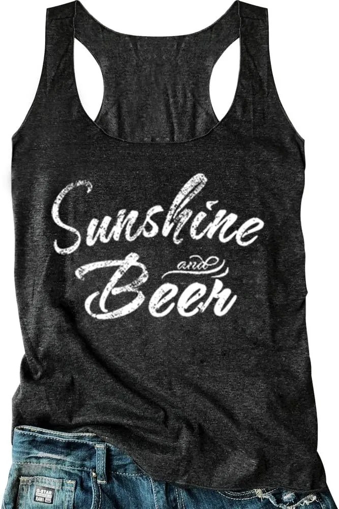 Country Concert Tank Tops Women Vintage Sunshine Racerback Tank Tops Summer Casual Classic-Fit Sleeveless T Shirt Cami