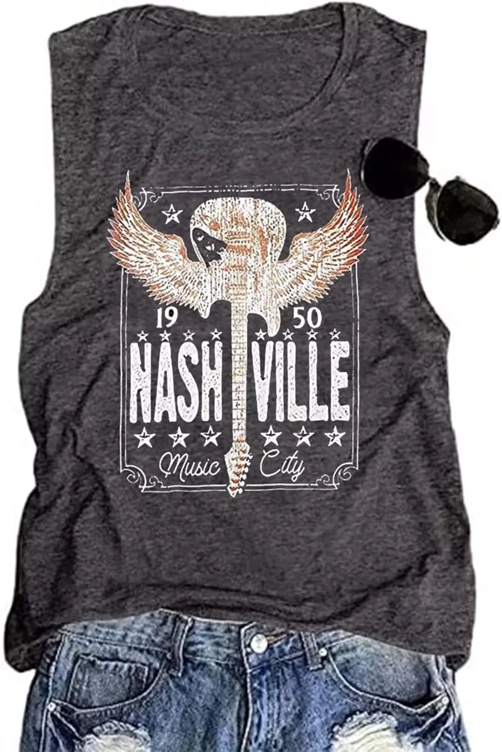 Country Music Tshirt Tops Women Guitar Graphic Shirt Casual Rock Band Shirt Vintage Letter Printed Country Concert Tops