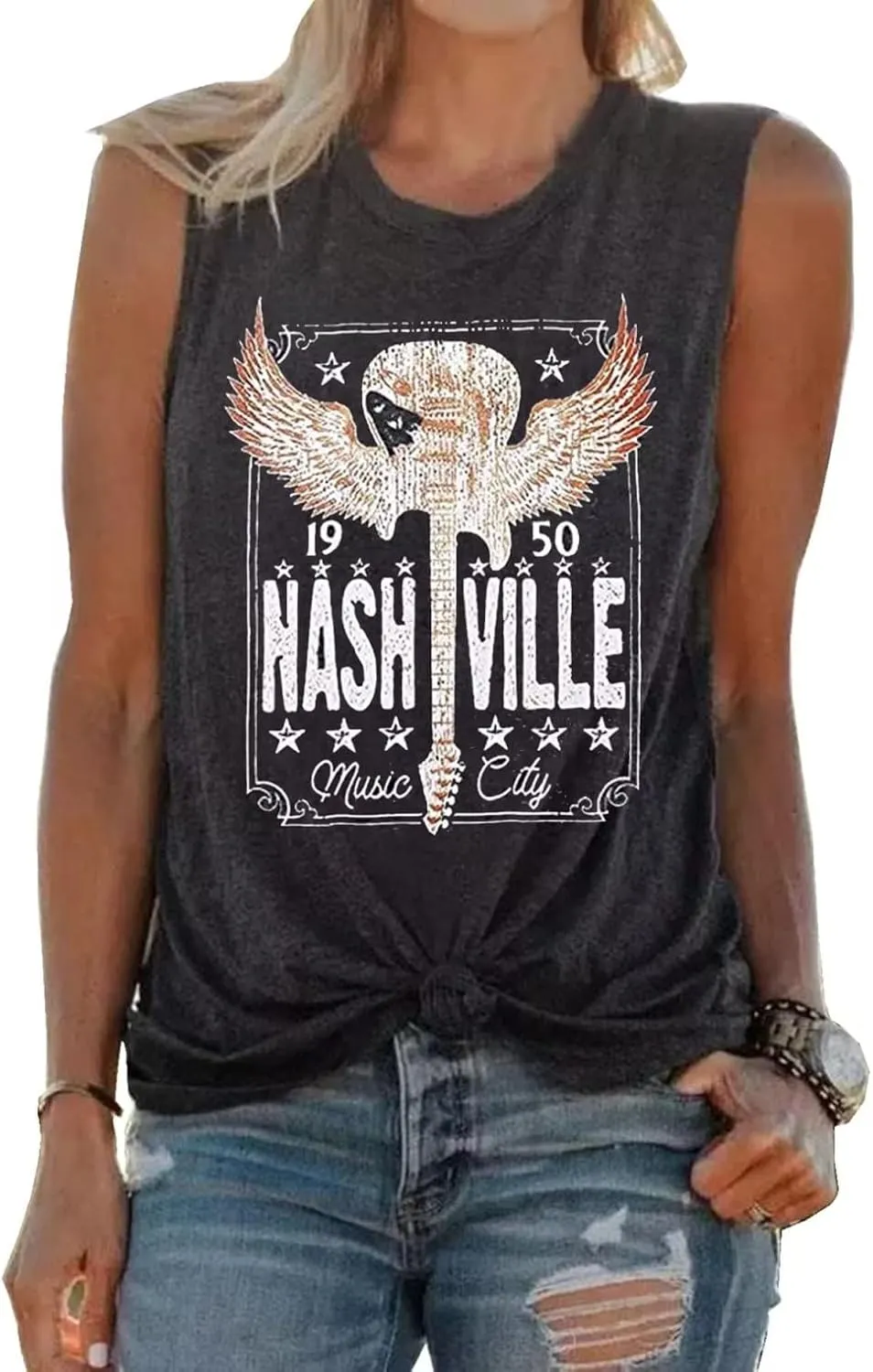 Country Music Tshirt Tops Women Guitar Graphic Shirt Casual Rock Band Shirt Vintage Letter Printed Country Concert Tops