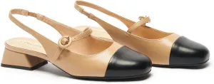 C.Paravano Women's Mary Jane Slingback Pumps Low Heel Dress Shoes Closed Square Toe Slingback for Office, Party & Daily Wear