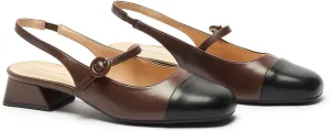 C.Paravano Women's Mary Jane Slingback Pumps Low Heel Dress Shoes Closed Square Toe Slingback for Office, Party & Daily Wear