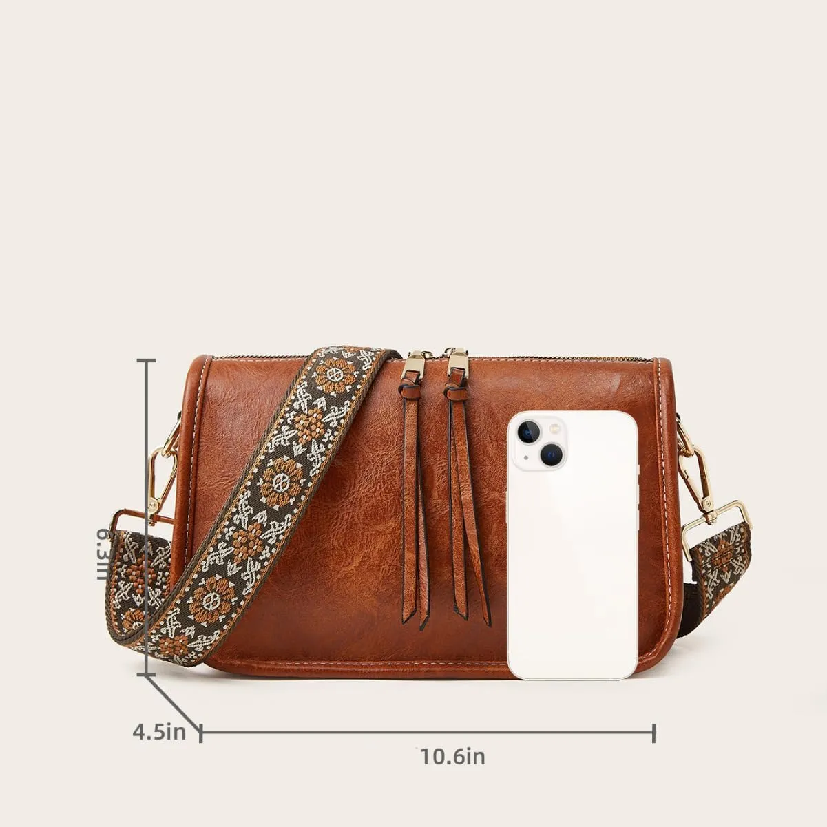 Crossbody Bag for Women Leather Hobo Purse Bag Trendy Small Crossbody Purse with Wide Strap Multiple for Everyday
