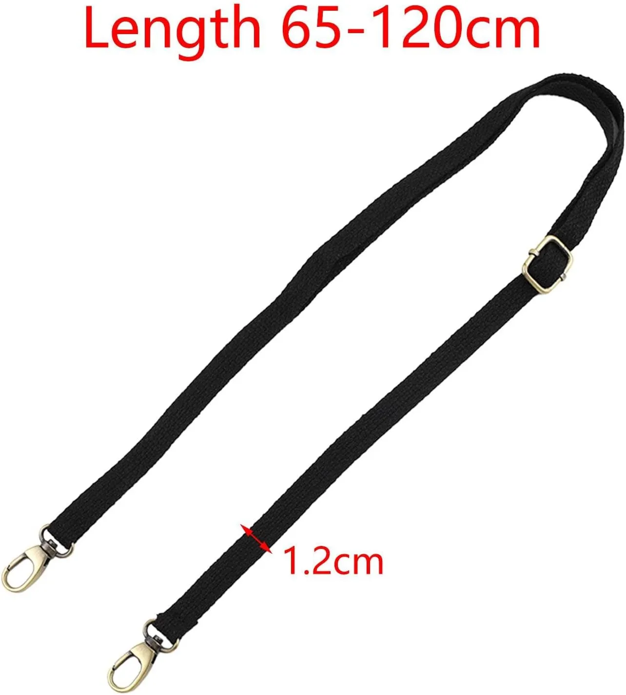 Crossbody Bag Strap Replacement with Metal Clips, Black
