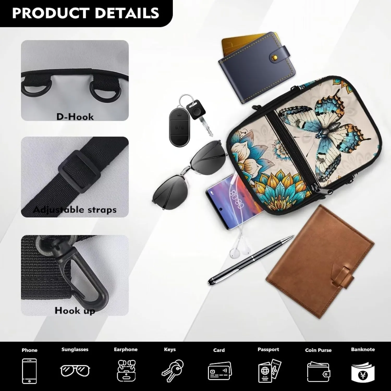 Crossbody Bags Fanny Pack Shoulder Bags Lightweight Waist Packs with Adjustable Strap Mini Chest Bags Shoulder Bags