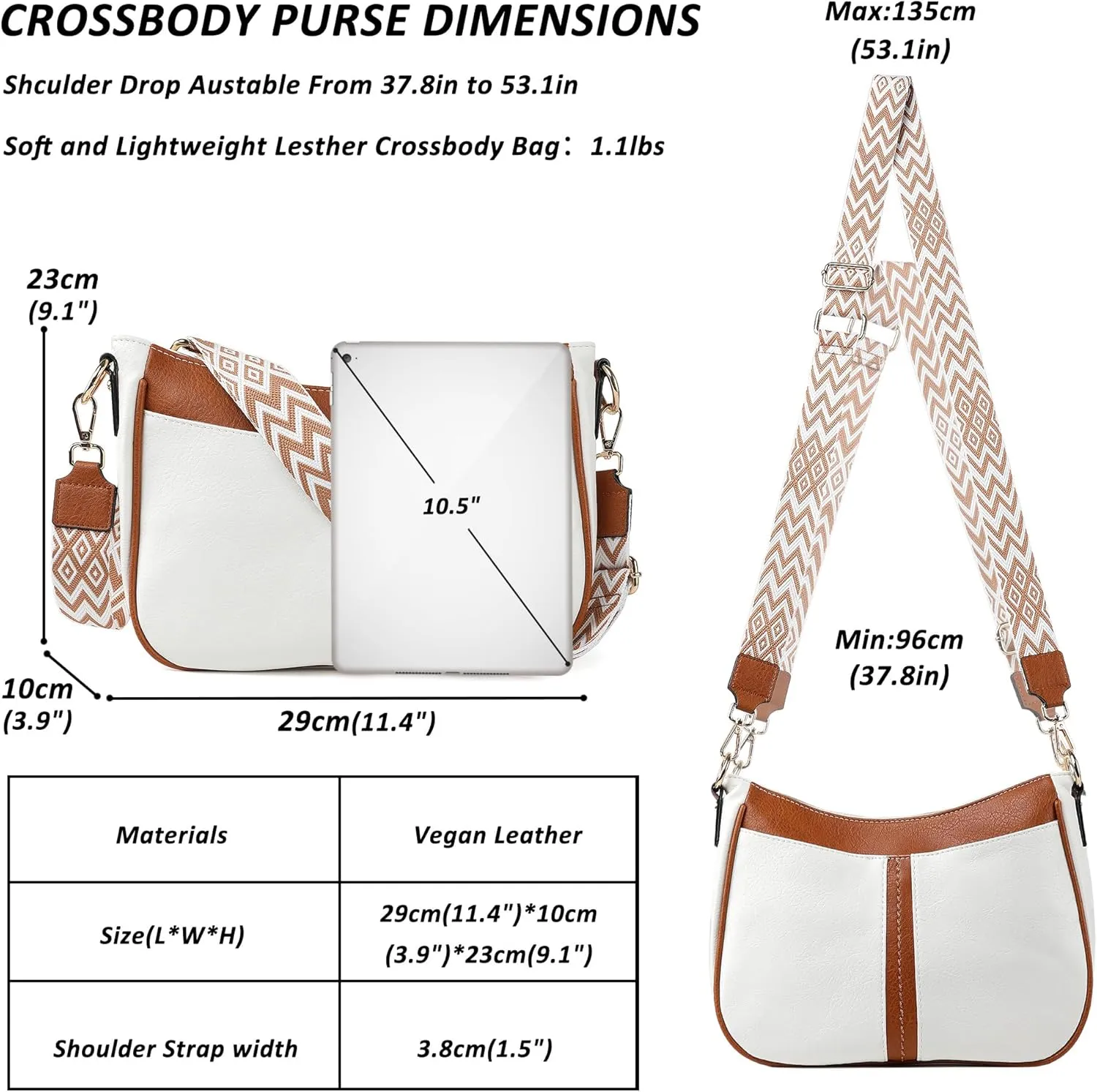 Crossbody Bags for Women Vegan Leather Purses for Women Hobo Bag Shoulder Bag Handbags for Shopping Work