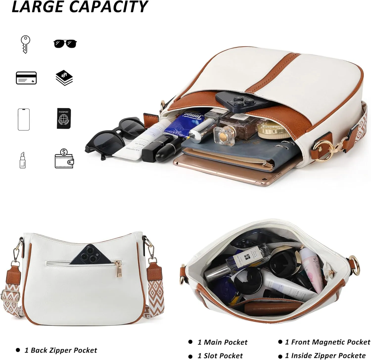 Crossbody Bags for Women Vegan Leather Purses for Women Hobo Bag Shoulder Bag Handbags for Shopping Work