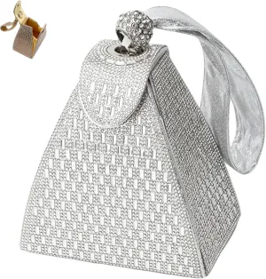 Crystal pyramid handbag, Rhinestone Gold Evening Bag, Triangle Geometric Rhinestone Luxury Evening Clutch Purse