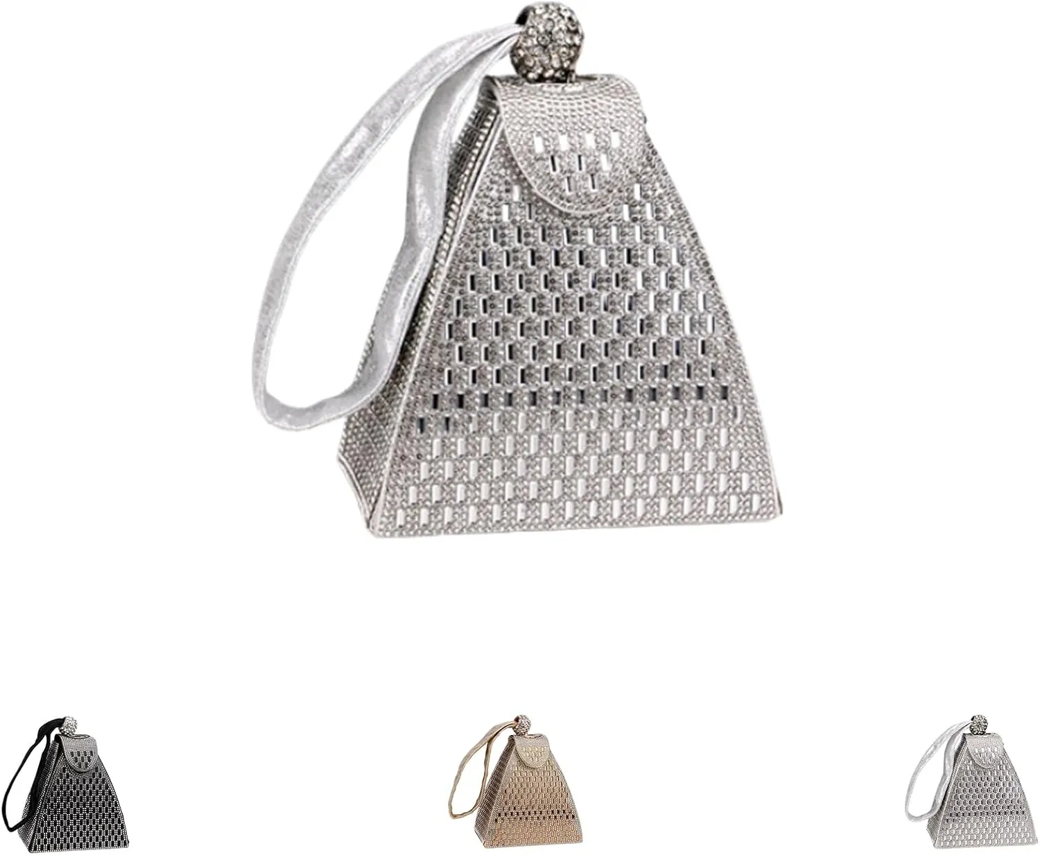 Crystal Pyramid Handbag, Rhinestones Luxury Evening Bags, Rhinestone Triangle Geometric Clutch Purse