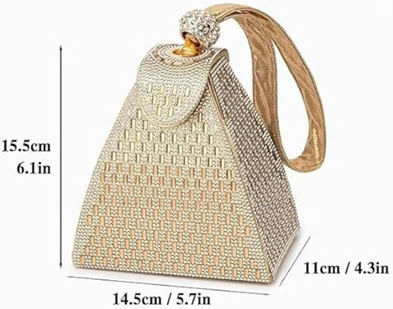 Crystal Pyramid Handbag, Rhinestones Luxury Evening Bags, Rhinestone Triangle Geometric Clutch Purse