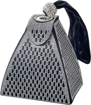 Crystal Pyramid Handbag, Rhinestones Luxury Evening BagsFashion Evening Handbag Purse Cocktail Wedding Engagement Bag
