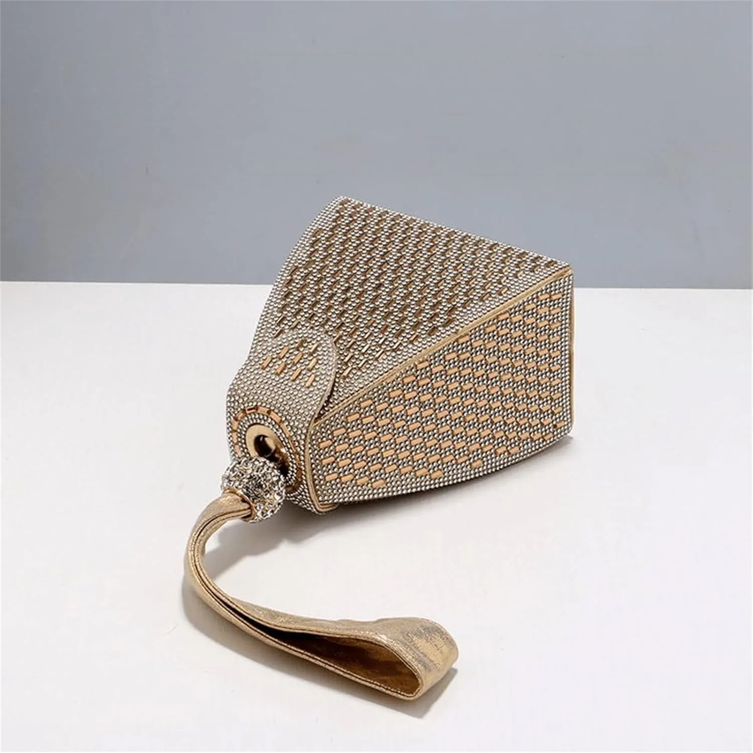 Crystal Pyramid Handbag, Women's Evening Bag, Pyramid Shape Rhinestones Luxury Evening Bags, Green Clutch