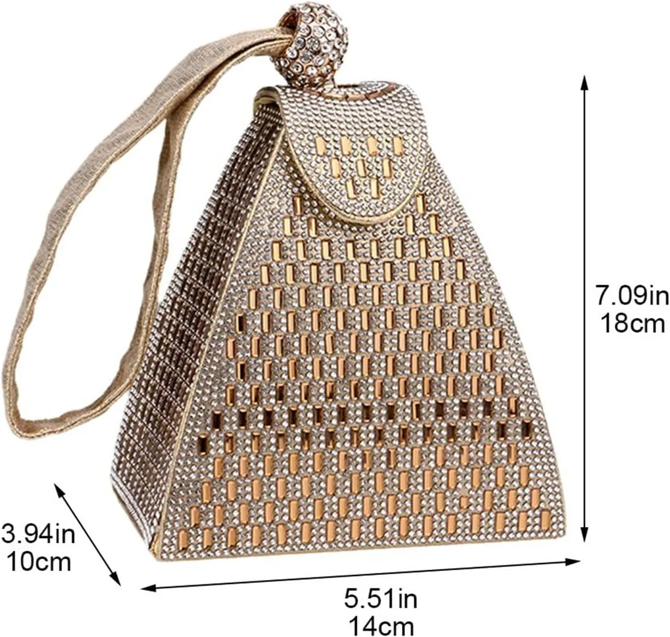 Crystal Pyramid Handbag, Women's Evening Bag, Pyramid Shape Rhinestones Luxury Evening Bags, Green Clutch