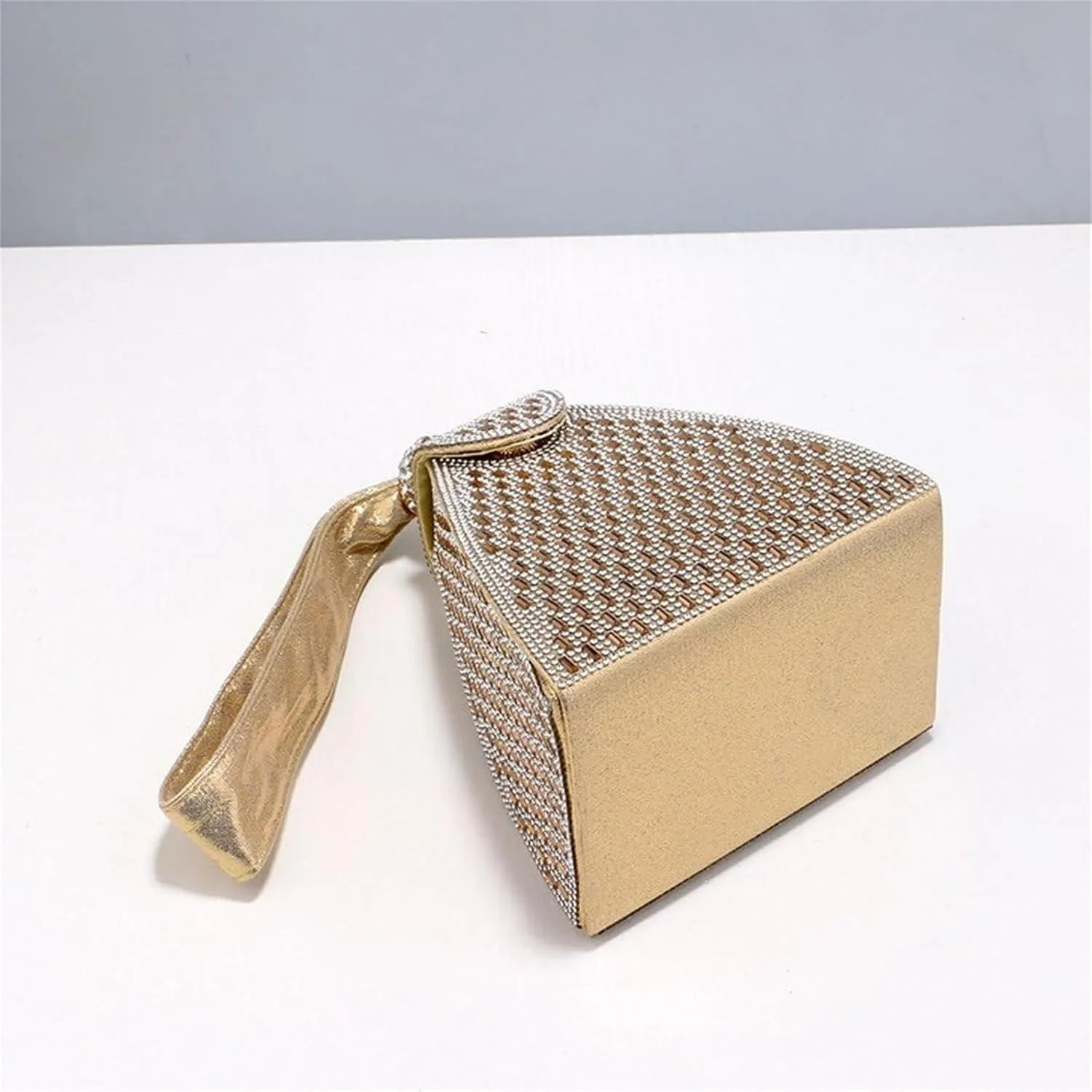 Crystal Pyramid Handbag, Women's Evening Bag, Pyramid Shape Rhinestones Luxury Evening Bags, Green Clutch