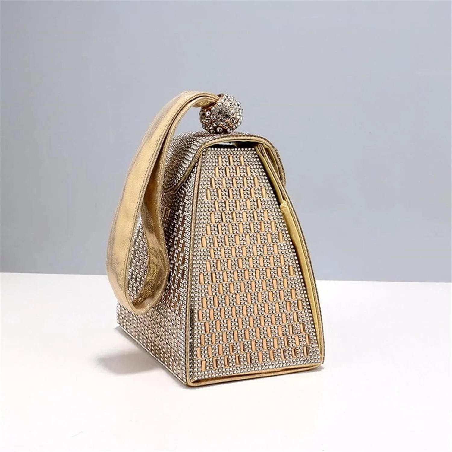 Crystal Pyramid Handbag, Women's Evening Bag, Pyramid Shape Rhinestones Luxury Evening Bags, Green Clutch