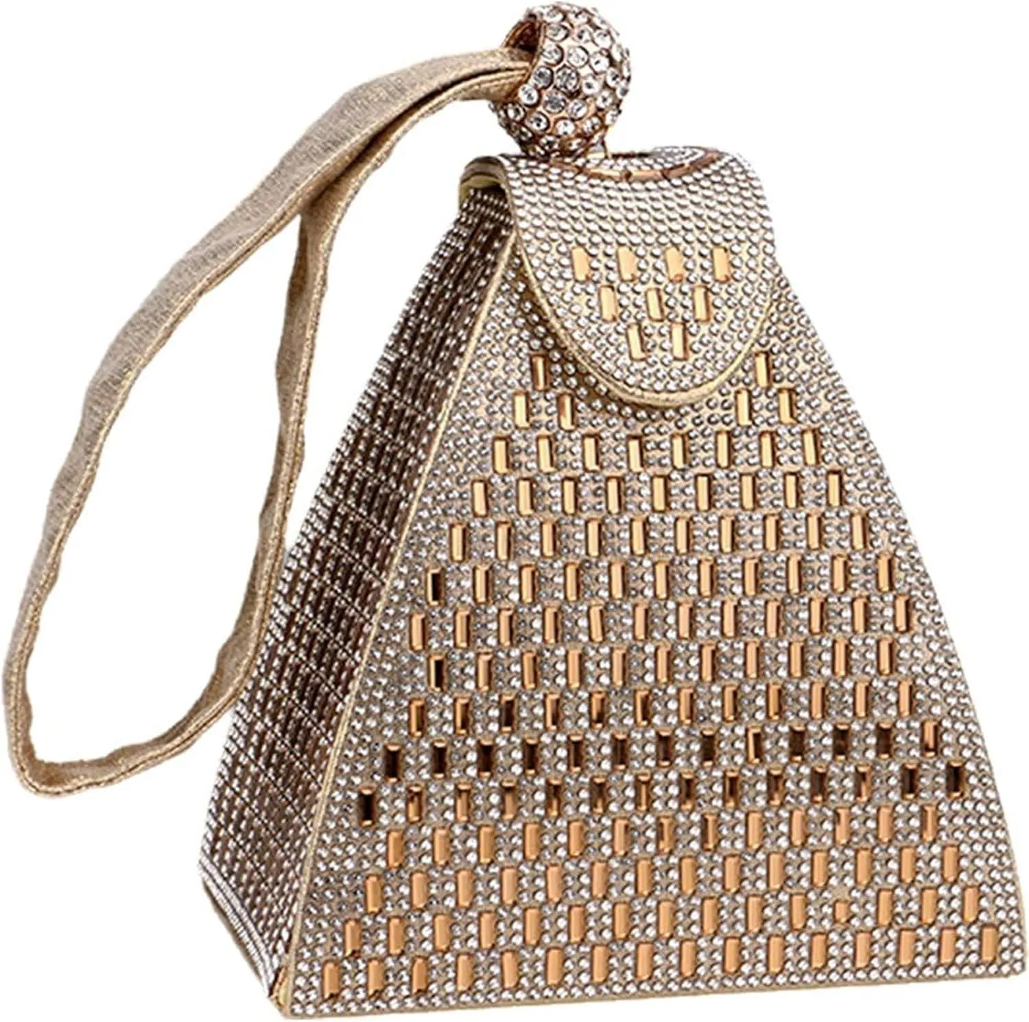 Crystal Pyramid Handbag, Women's Evening Bag, Pyramid Shape Rhinestones Luxury Evening Bags, Green Clutch
