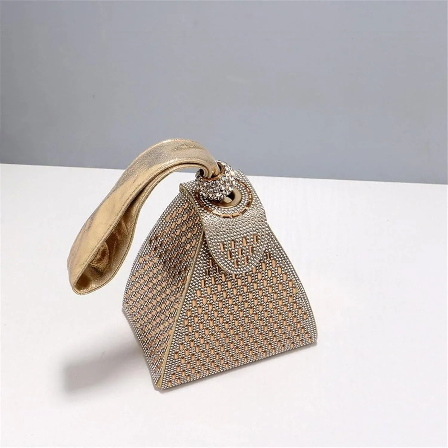 Crystal Pyramid Handbag, Women's Evening Bag, Pyramid Shape Rhinestones Luxury Evening Bags, Green Clutch
