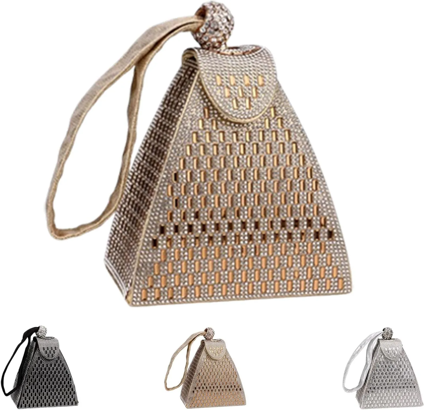Crystal Pyramid Handbag,Rhinestones Luxury Evening Bags,Pyramid Shape Rhinestones Luxury Evening Bags