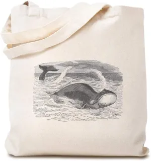 Custom Canvas Tote Shopping Bag Whale Vintage Look Animals Ocean & Sea Life Reusable Beach for Women