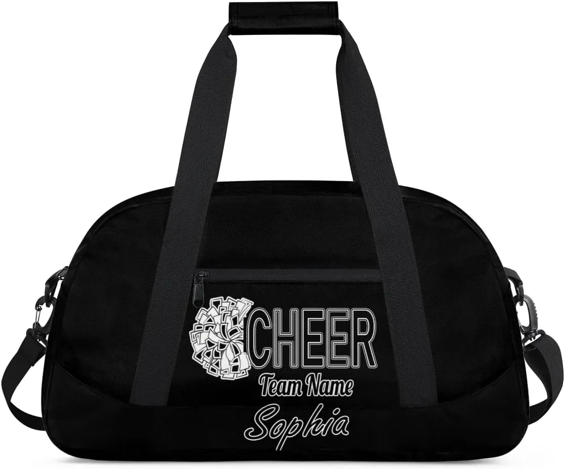 Custom Cheer Duffel Bags, Personalized Dance Sport Bag with Name, Customized Gymnastics Cheerleader Travel Bag Overnight Weekender Bags, Black Gifts