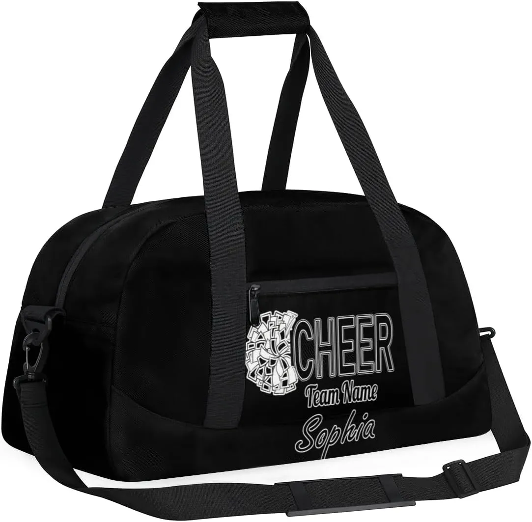 Custom Cheer Duffel Bags, Personalized Dance Sport Bag with Name, Customized Gymnastics Cheerleader Travel Bag Overnight Weekender Bags, Black Gifts