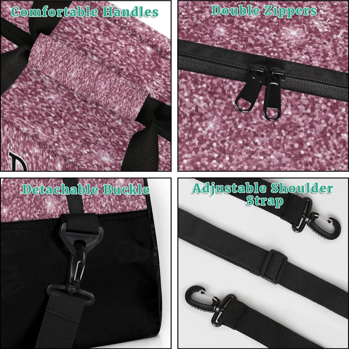 Custom Cheer Sport Bag Gym Duffel Bags Personalized Cheerleadr Bag with Team Name, Customize Travel Duffle Bags, Overnight Weekender Bag Cheerleading Gifts, Blush Pinks Glitter