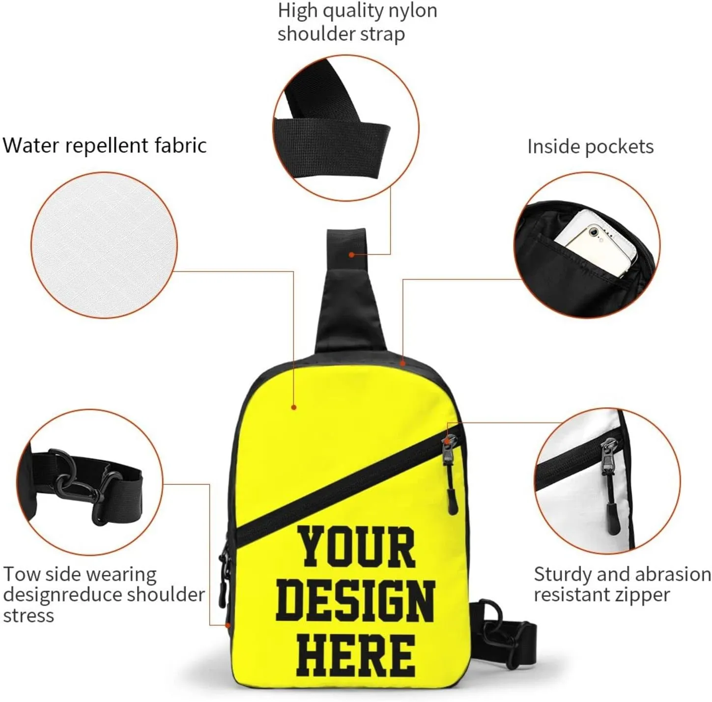 Custom Chest Bags Custom Sling Bags Custom Mens Shoulder Bag Personalized Chest Bags