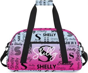 Custom Gym Bag for Women Men Personalized Sports Duffel Bag Waterproof Shoulder Weekender Bag Sports Travel Bag Lightgrey Pink Lightweight Carry on Training Bag