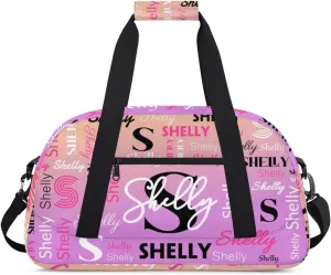 Custom Gym Bag for Women Men Personalized Sports Duffel Bag Waterproof Shoulder Weekender Bag Sports Travel Bag Lightpink Orange Lightweight Carry on Training Bag