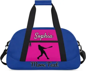 Custom Name Sports Bag, Personalized Balls Gym Duffel Bags, Lightweight Travel Overnight Weekender Bag Custom Gifts, Cobalt Blue