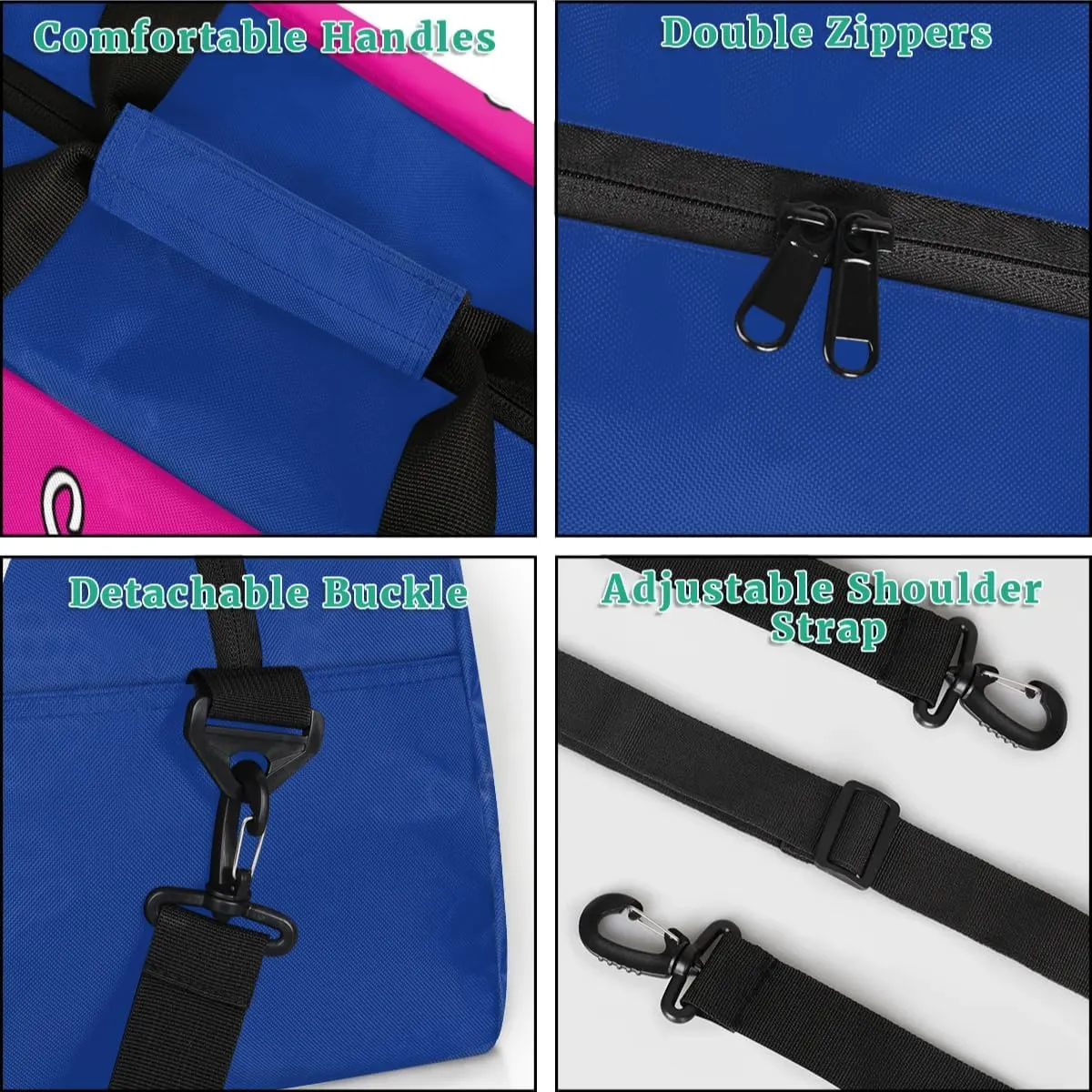 Custom Name Sports Bag, Personalized Balls Gym Duffel Bags, Lightweight Travel Overnight Weekender Bag Custom Gifts, Cobalt Blue