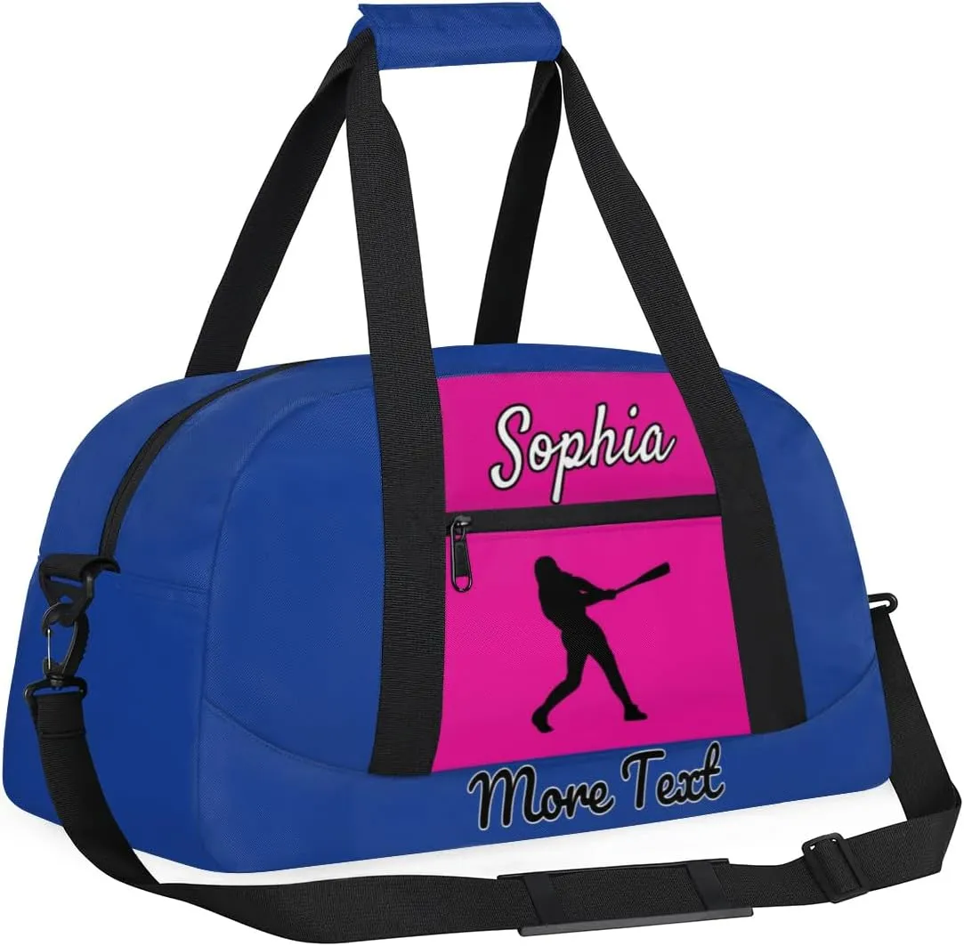 Custom Name Sports Bag, Personalized Balls Gym Duffel Bags, Lightweight Travel Overnight Weekender Bag Custom Gifts, Cobalt Blue
