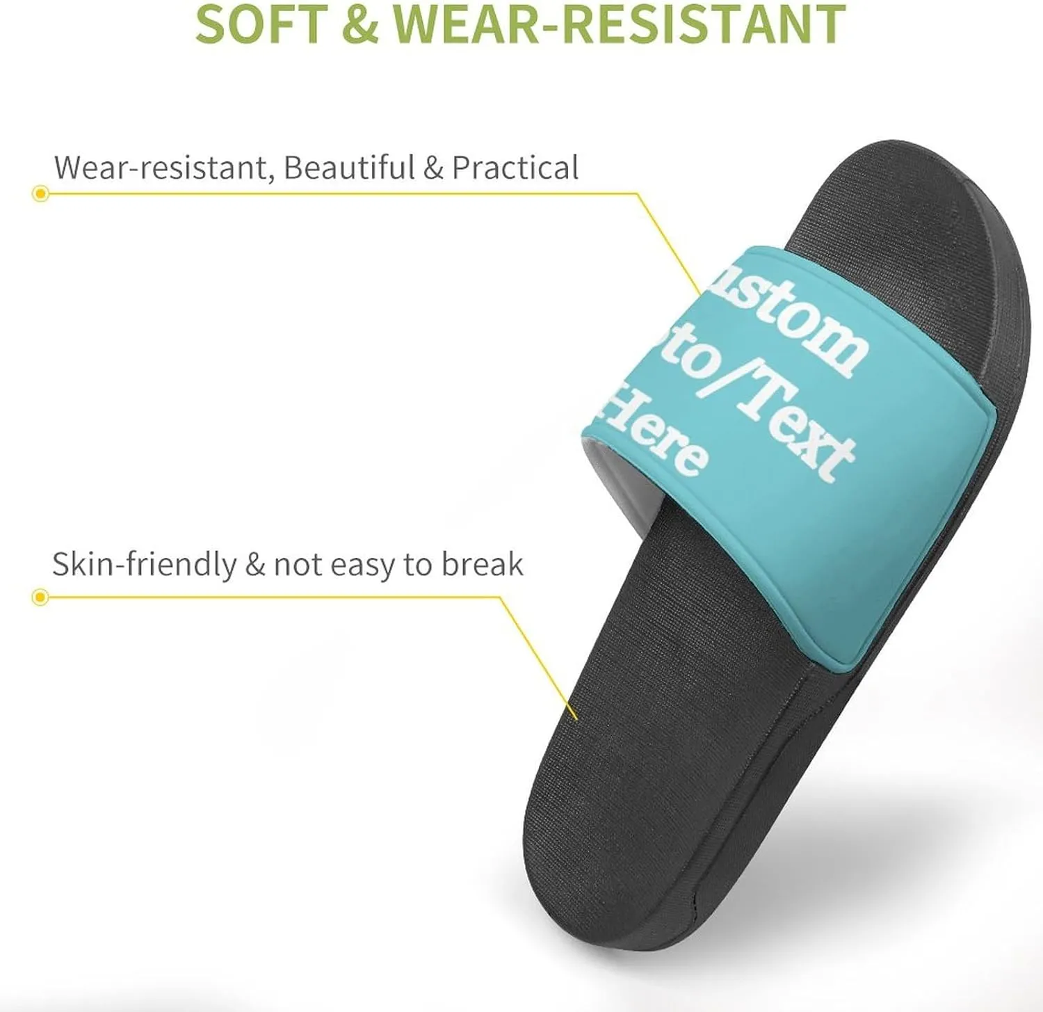 Custom Slides Slippers Personalized Slippers Sandals with Photo Name Text Bathroom Slippers for Men Women