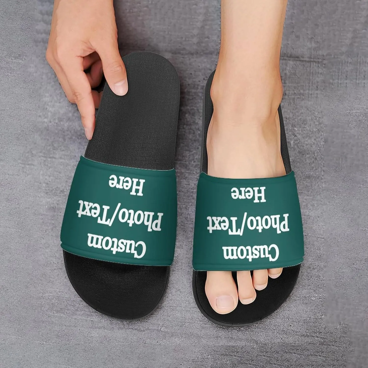 Custom Slides Slippers Personalized Slippers Sandals with Photo Name Text Bathroom Slippers for Men Women