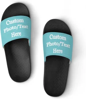 Custom Slides Slippers Personalized Slippers Sandals with Photo Name Text Bathroom Slippers for Men Women