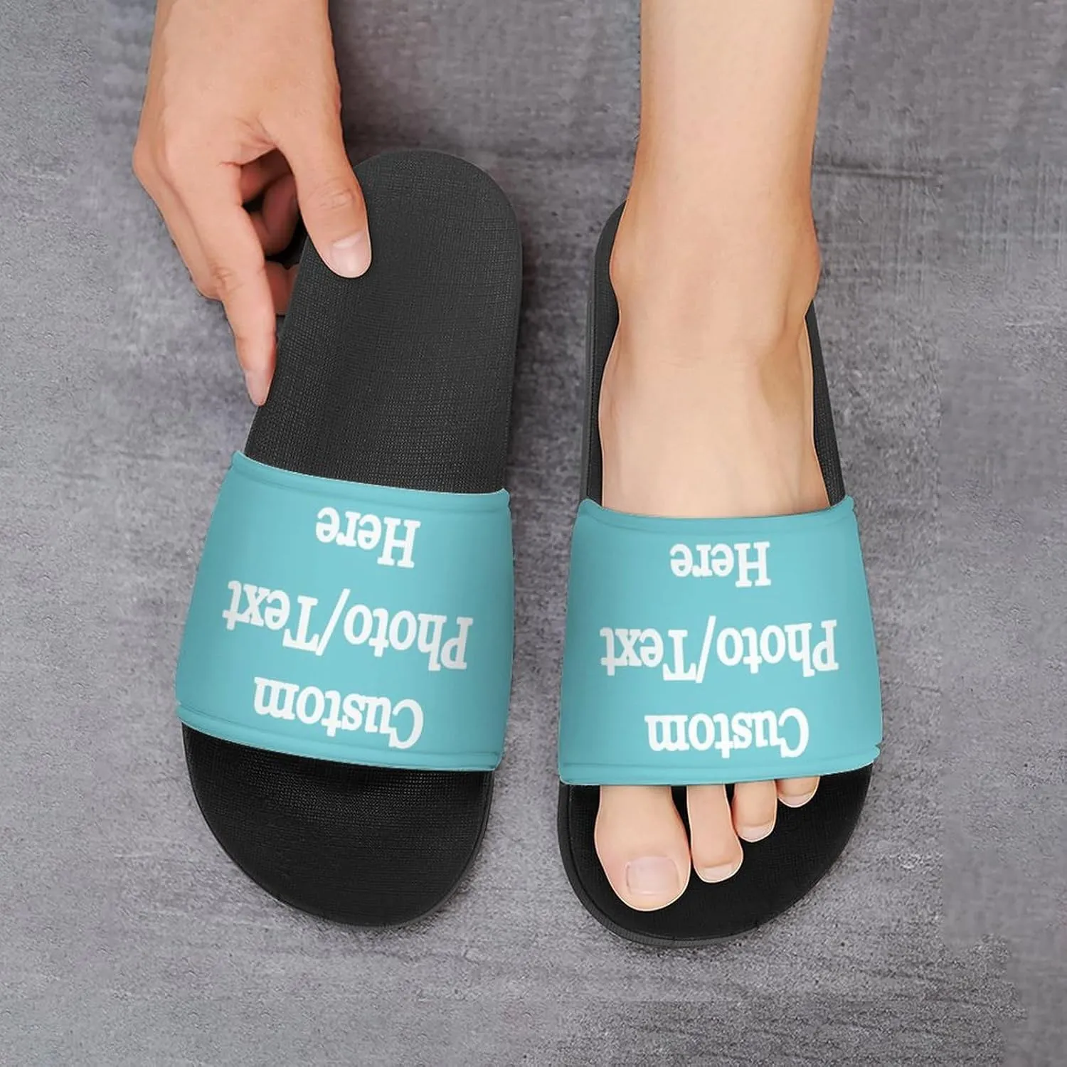 Custom Slides Slippers Personalized Slippers Sandals with Photo Name Text Bathroom Slippers for Men Women