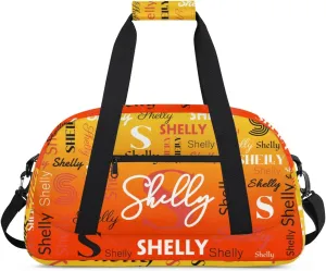 Custom Sport Duffel Bag, Small Gym Bag for Women Personalized Travel Duffle Bag Carry On Weekender Bag Overnight Tote Training Workout Bag Dark Orange Gradient