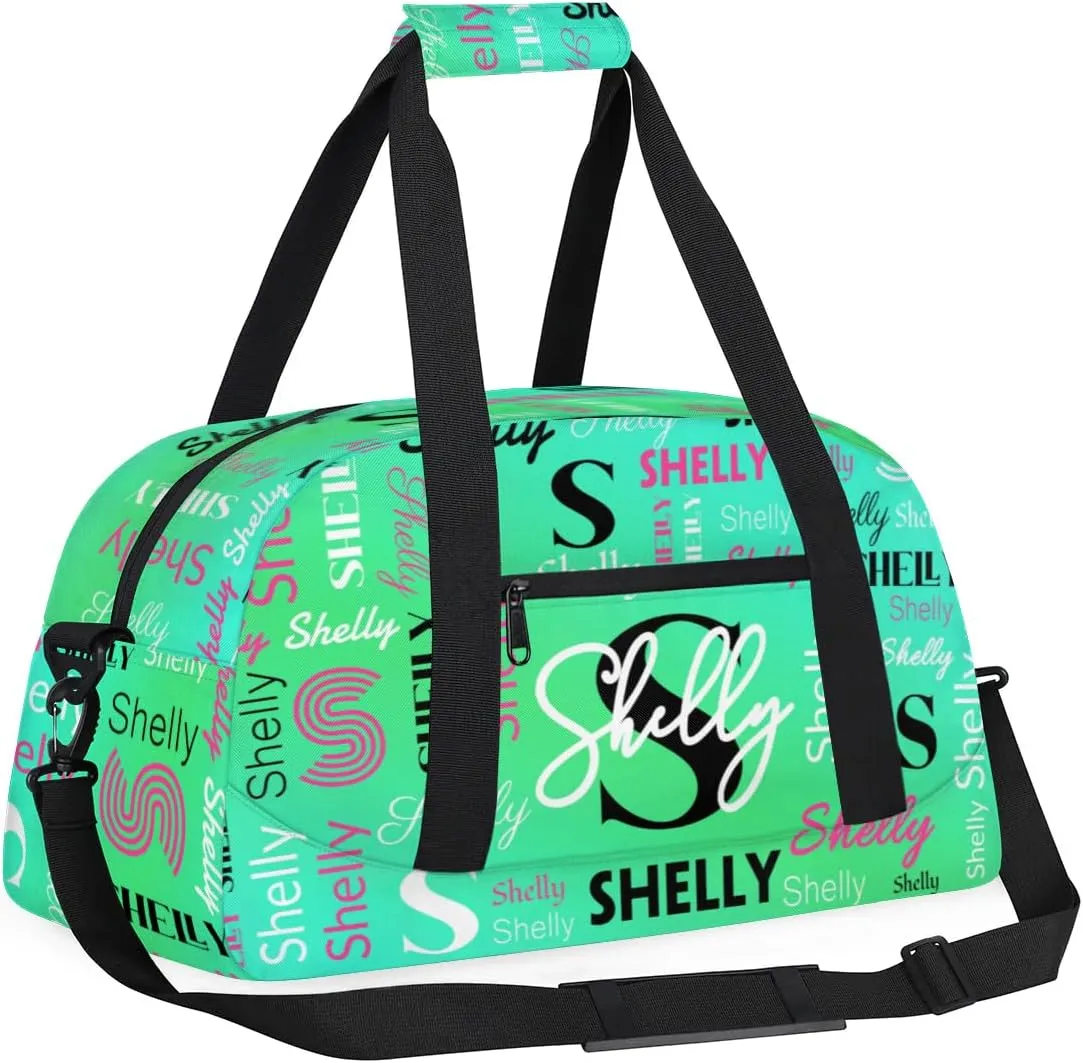 Custom Sport Duffel Bag, Small Gym Bag for Women Personalized Travel Duffle Bag Carry On Weekender Bag Overnight Tote Training Workout Bag Gradient MediumSpringGreen