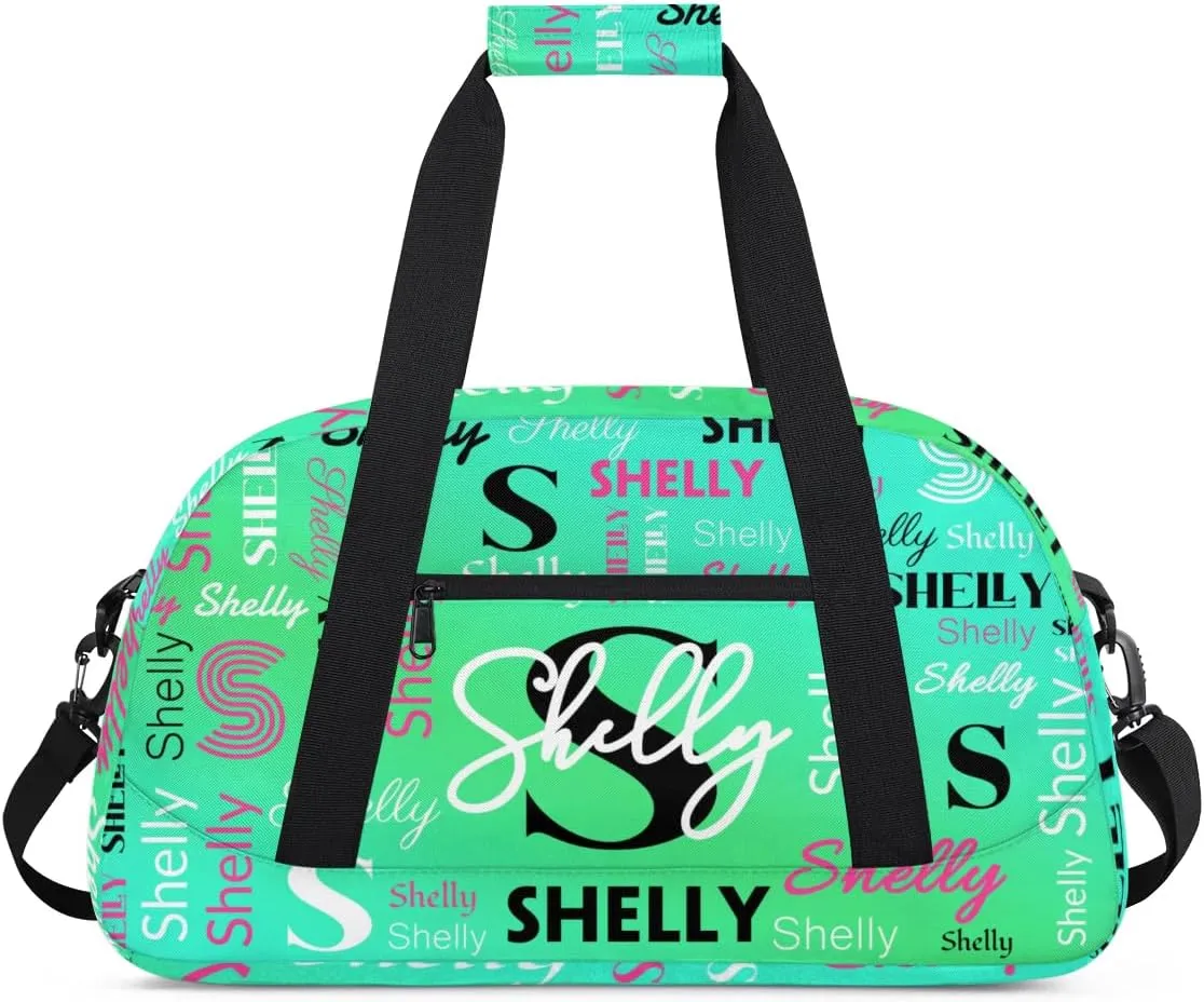 Custom Sport Duffel Bag, Small Gym Bag for Women Personalized Travel Duffle Bag Carry On Weekender Bag Overnight Tote Training Workout Bag Gradient MediumSpringGreen