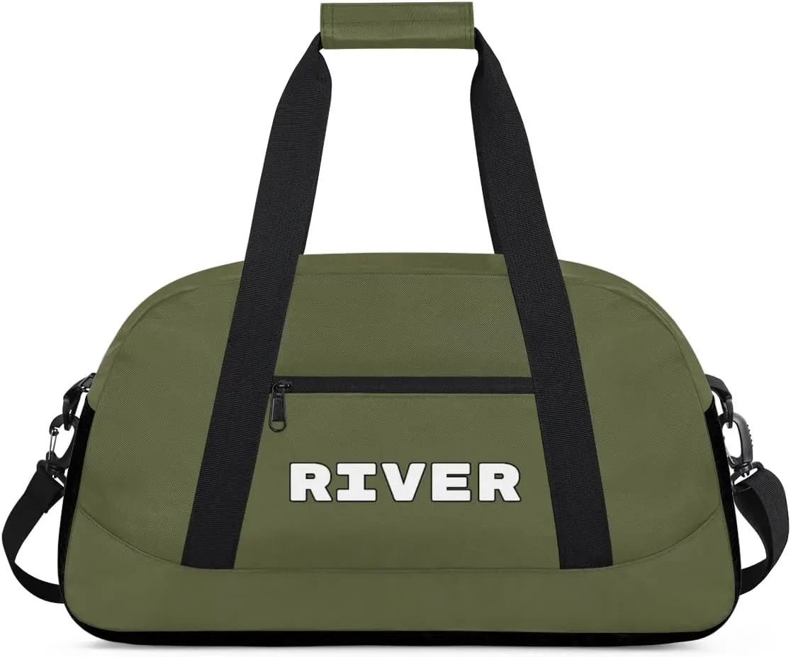 Custom Sport Gym Bags, Personalized Name Overnight Duffel Bags for Boys Girls Dance Weekender Bag Travel Tote Bags, Army Green