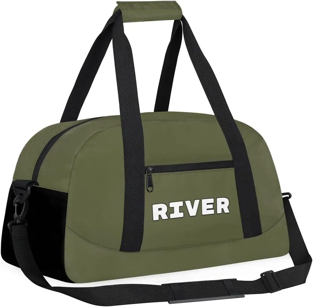 Custom Sport Gym Bags, Personalized Name Overnight Duffel Bags for Boys Girls Dance Weekender Bag Travel Tote Bags, Army Green