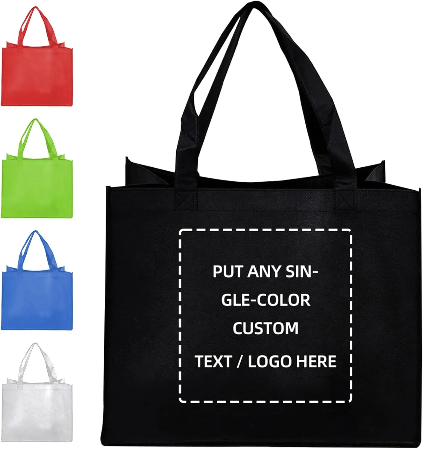 Custom Tote Bag, 10 PCS Personalized Shopping Bag with Logo, Text, Photo, or QR Code, Reusable Grocery Bags, Promotional Bags