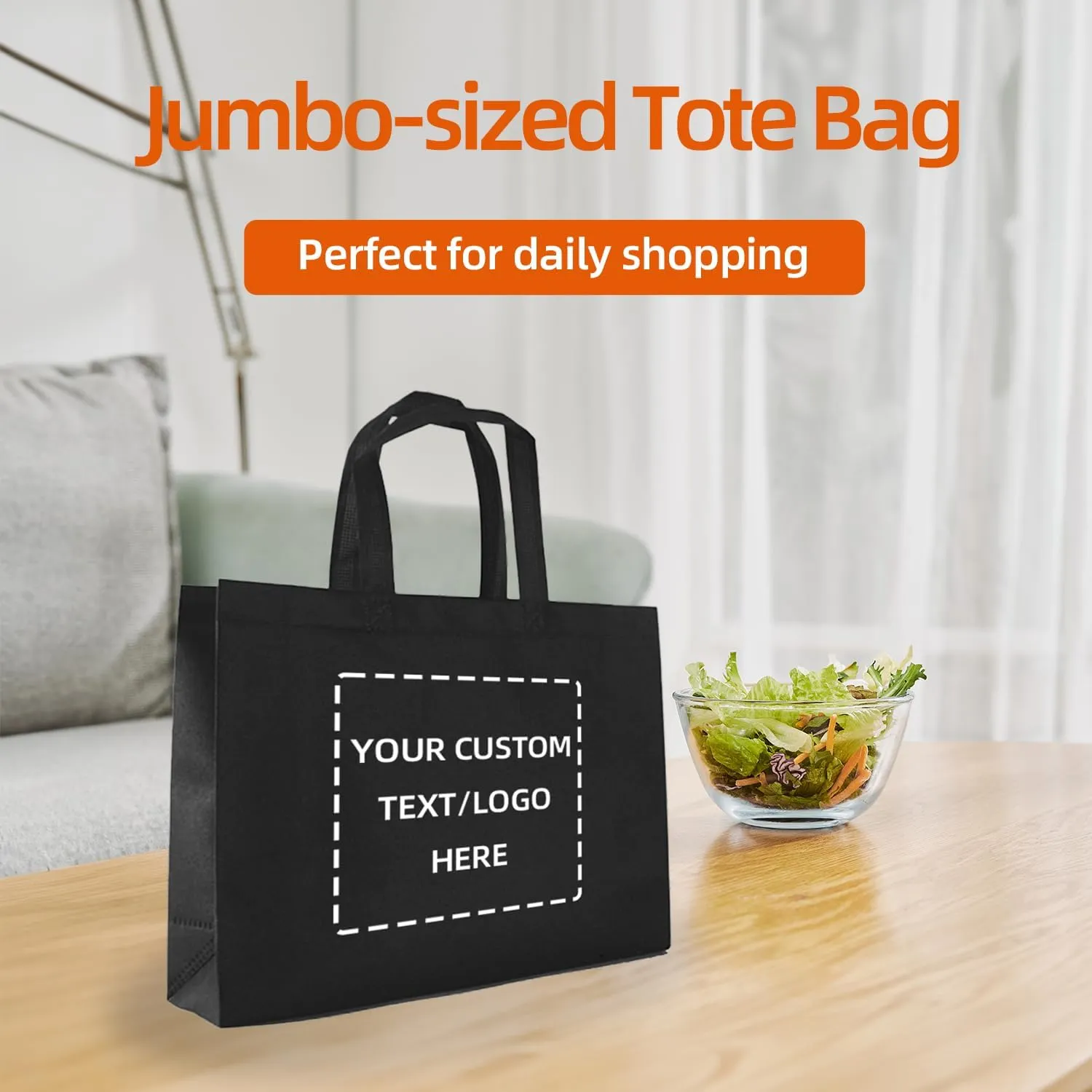 Custom Tote Bag, 10 PCS Personalized Shopping Bag with Logo, Text, Photo, or QR Code, Reusable Grocery Bags, Promotional Bags