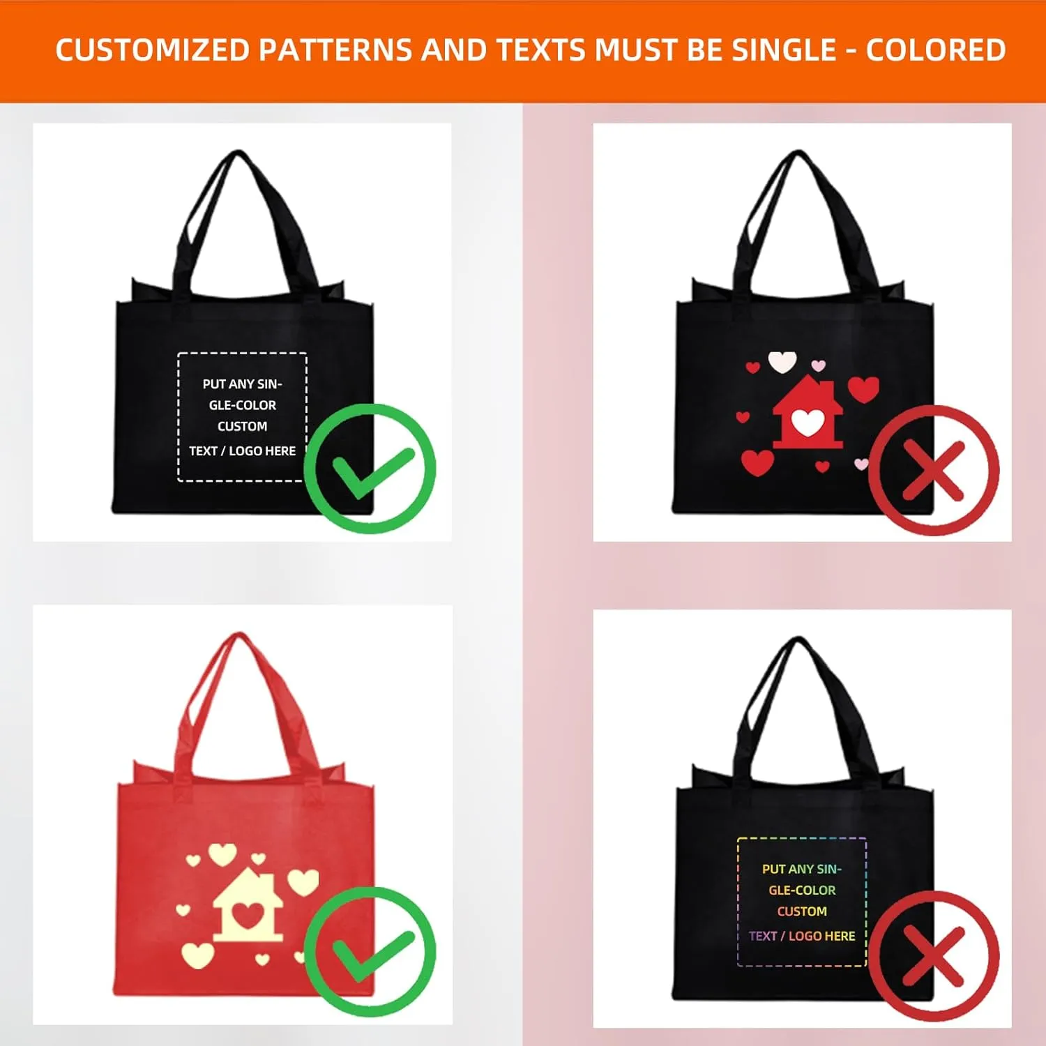 Custom Tote Bag,10PCS Personalized Shopping Bag with Logo, Text, Photo, or QR Code, Reusable Grocery Bags, Promotional Bags